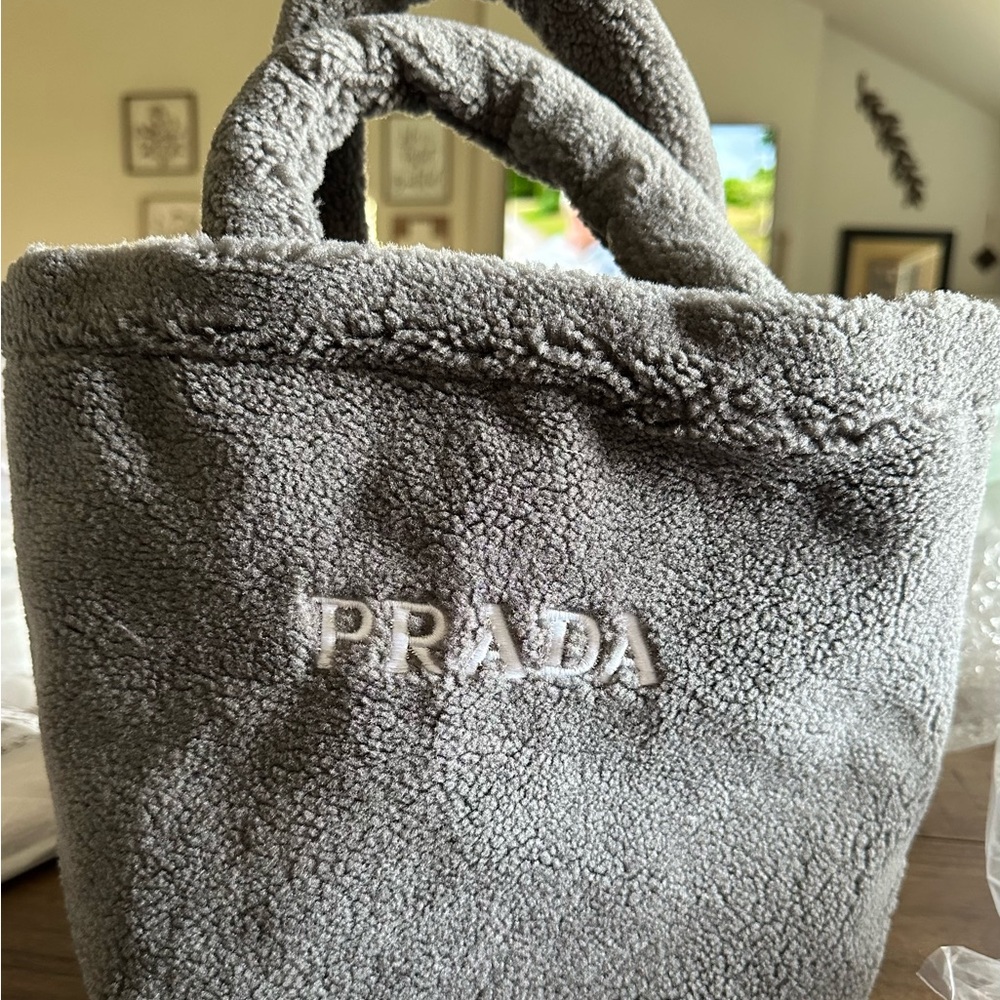 Prada Gray Shearling Tote